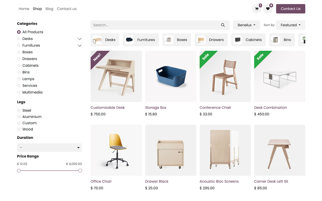 300code eCommerce app interface