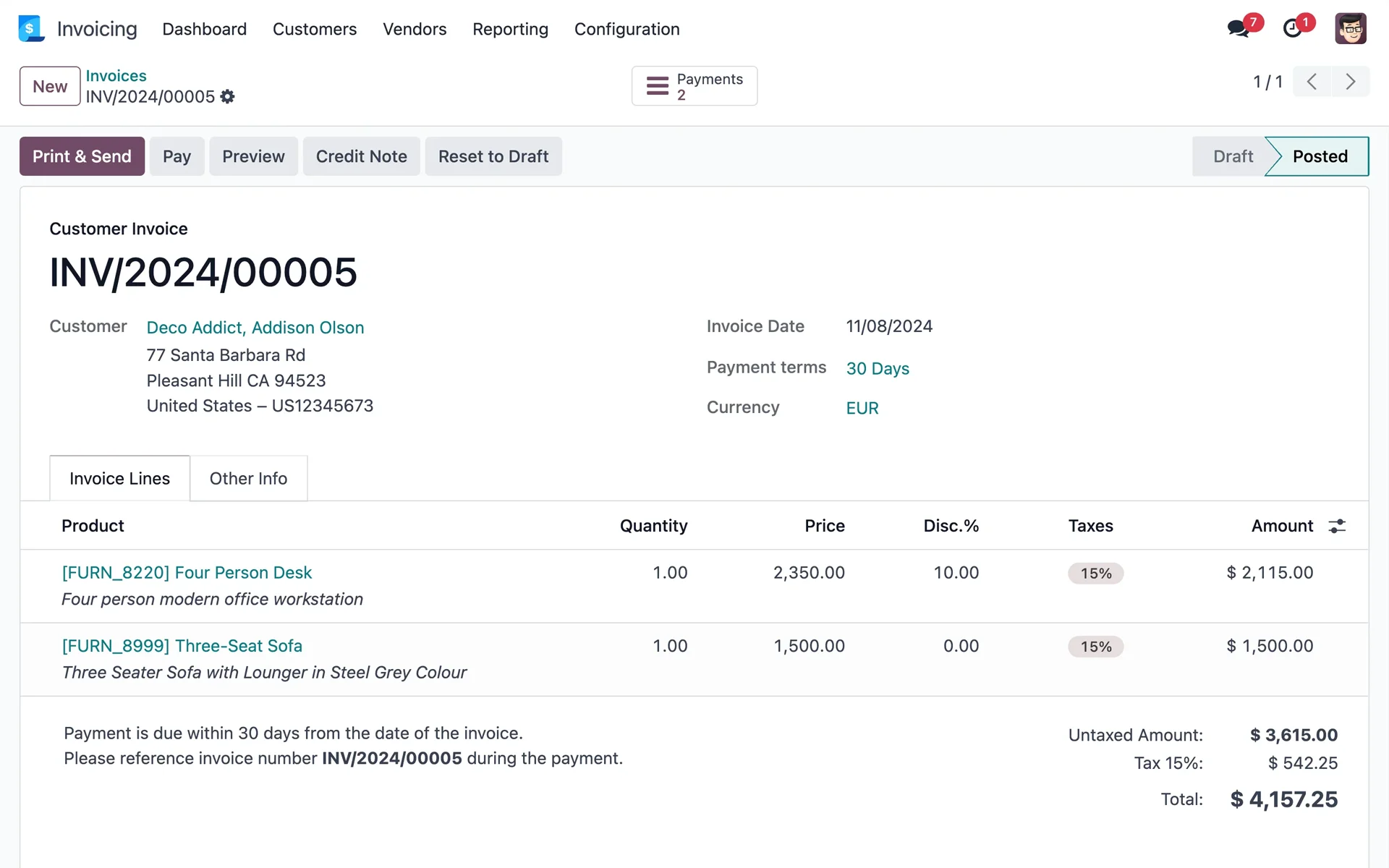 300code Invoicing interface